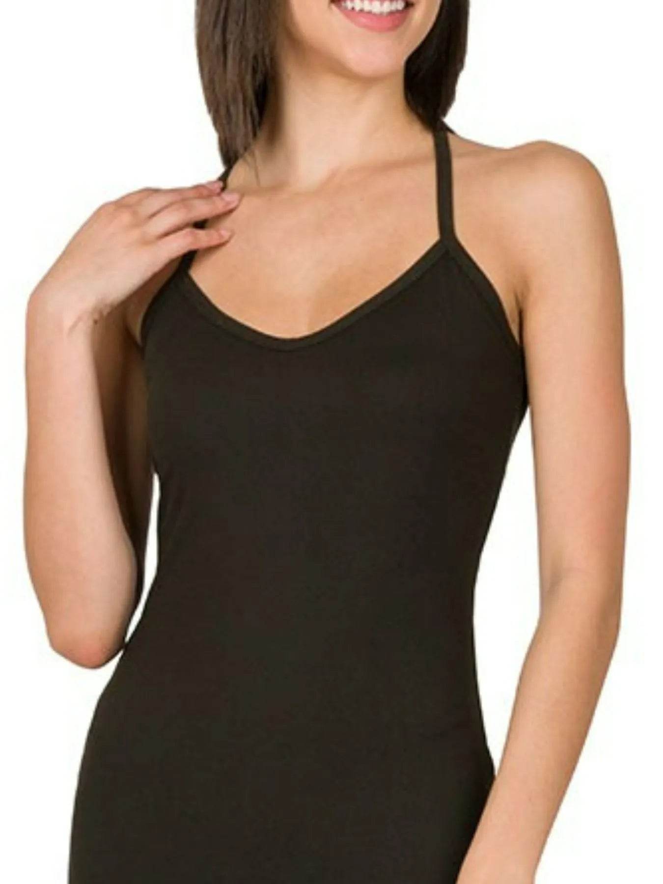Zenana Brushed Dty Thin Strap Racerback V-Neck Maxi Dress - ELY VESSA LLC