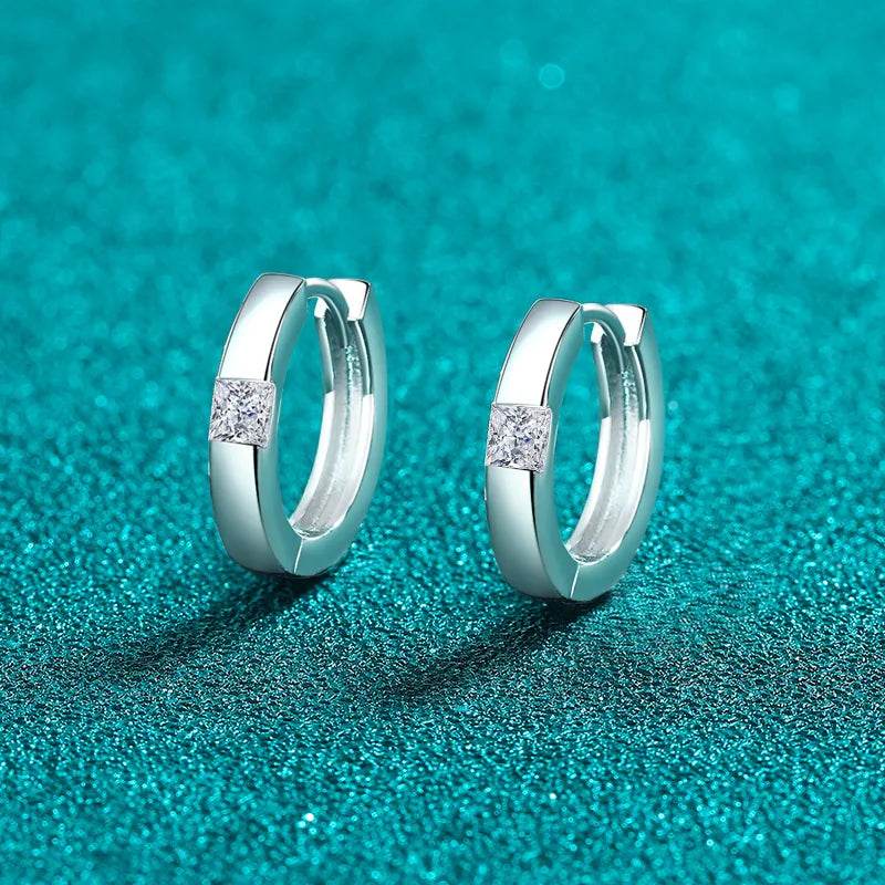 925 Sterling Silver Moissanite Huggie Earrings - ELY VESSA LLC