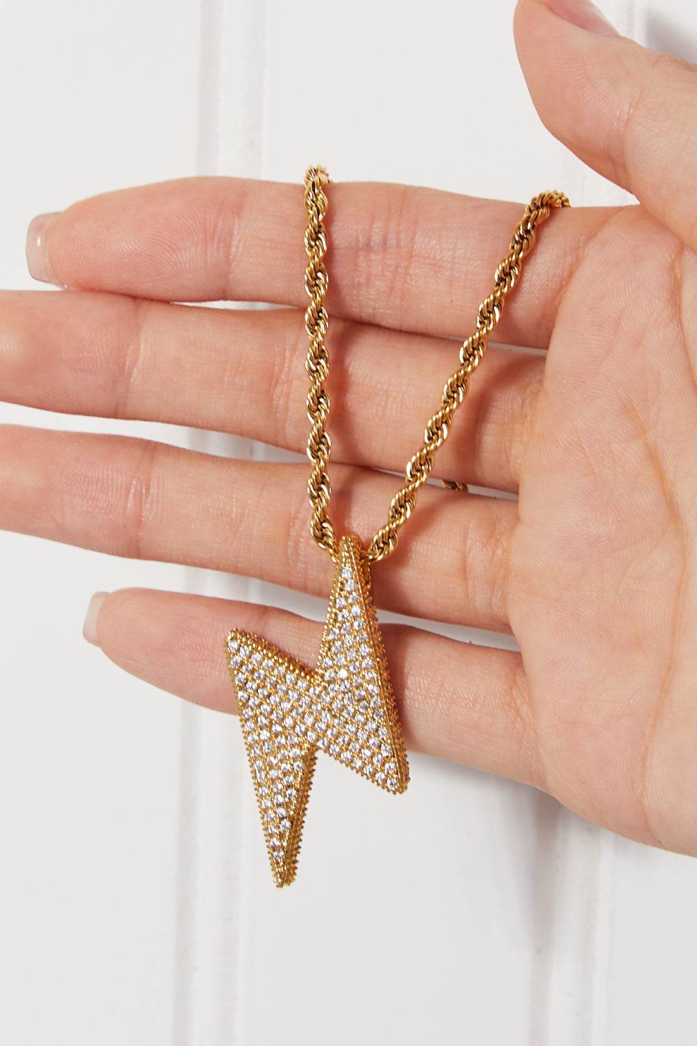 Brass Lightning Pendant Necklace - ELY VESSA LLC