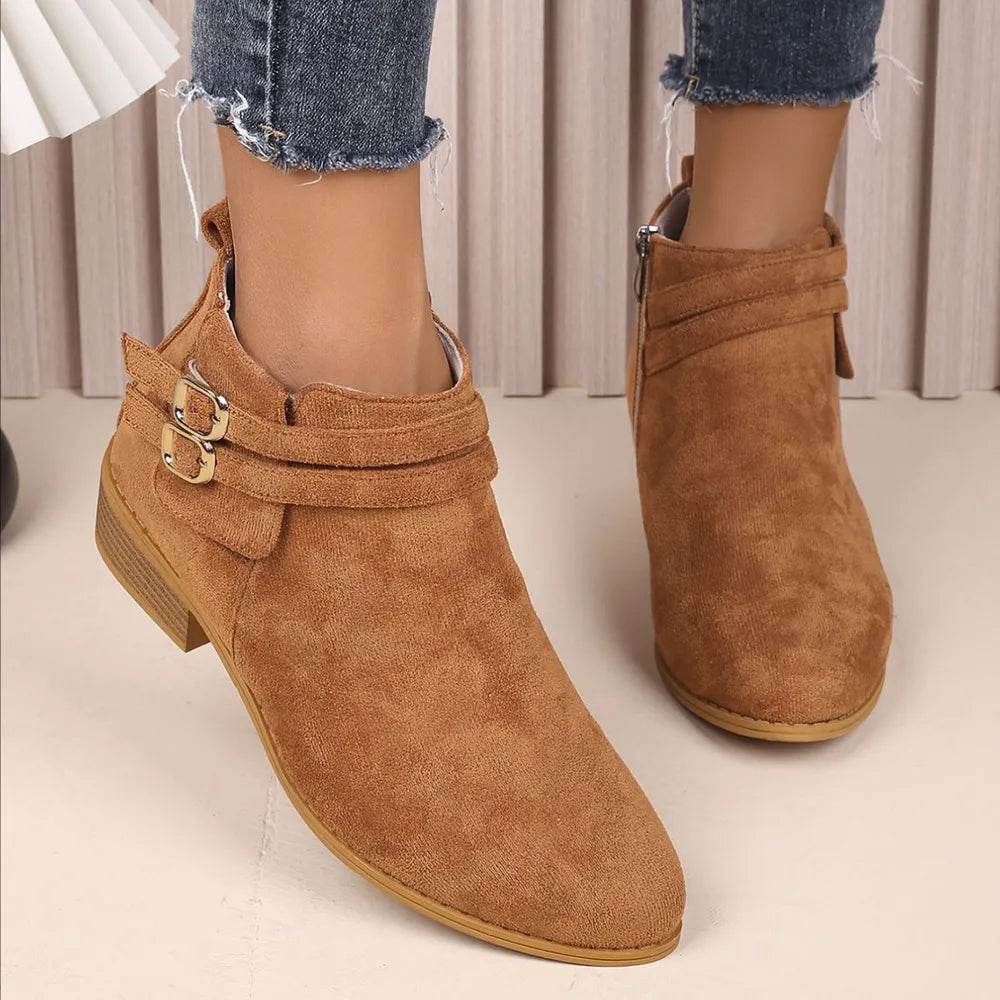 Point Toe Block Heel Boots - ELY VESSA LLC