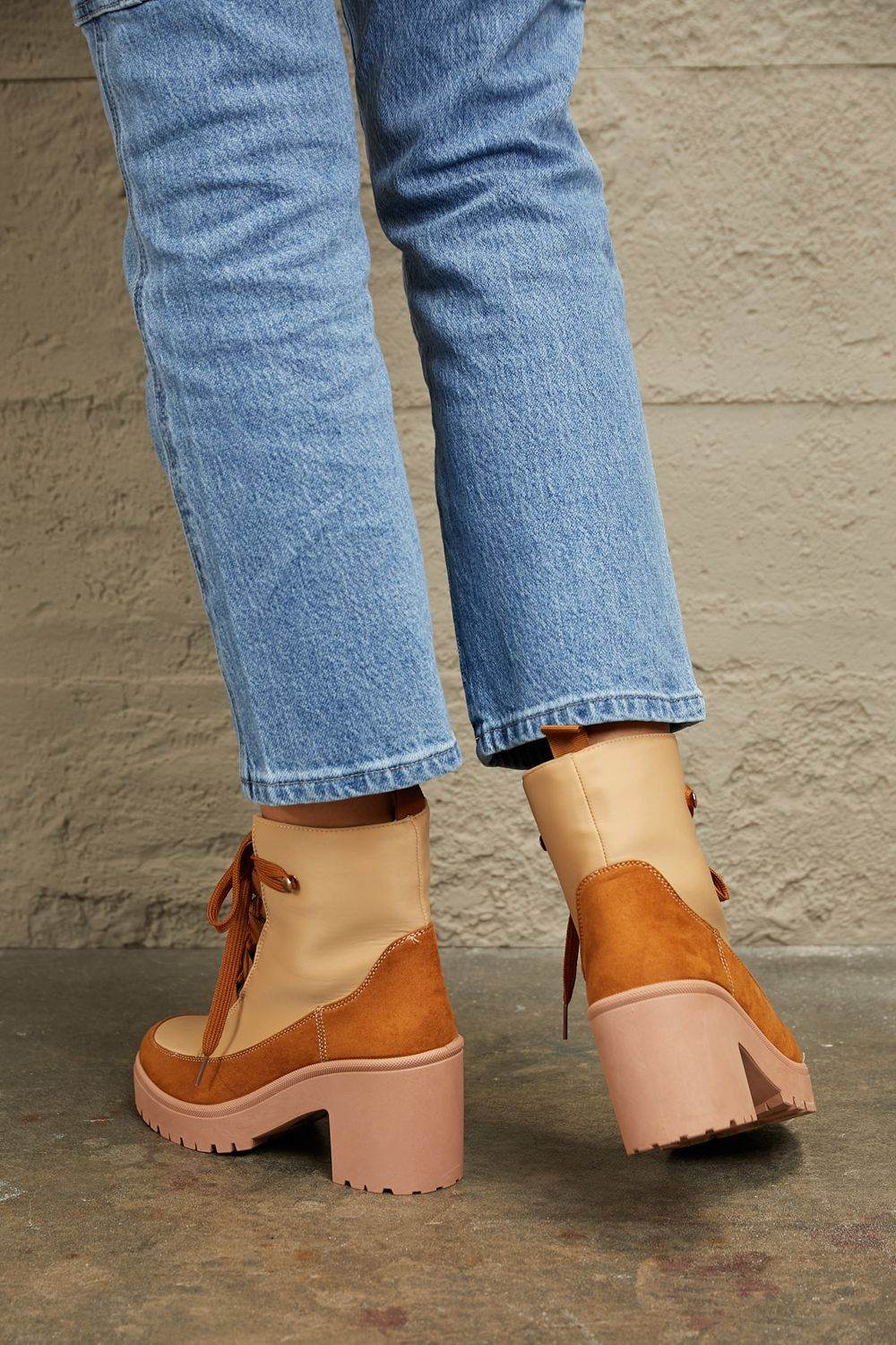 East Lion Corp Lace Up Lug Booties - ELY VESSA LLC
