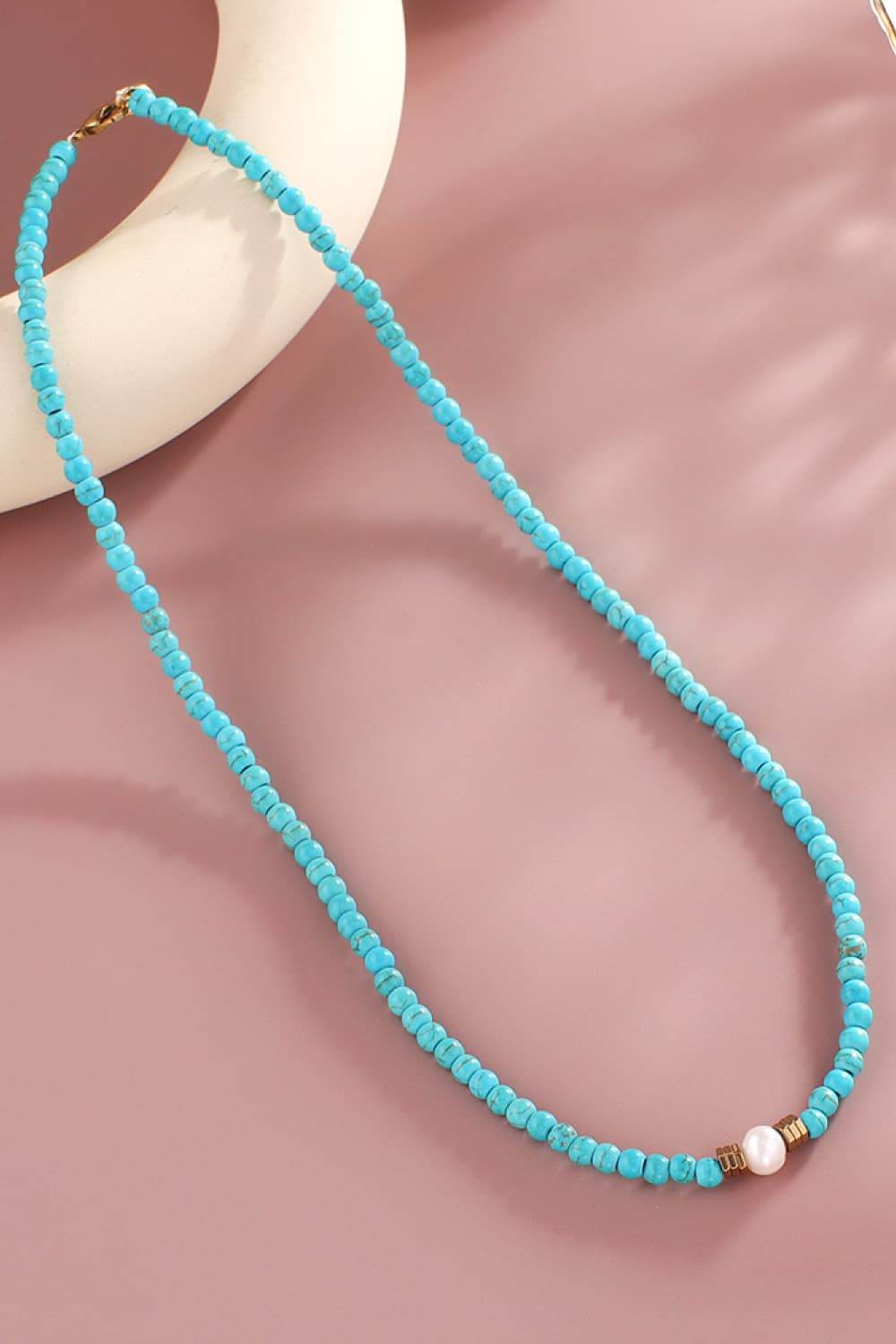 Turquoise & Pearl Necklace - ELY VESSA LLC