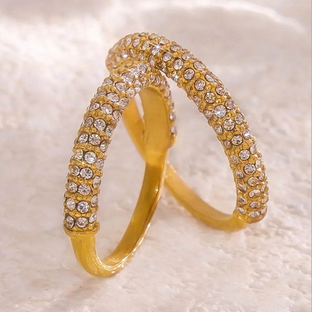 18K Gold-Plated Inlaid Zircon Ring - ELY VESSA LLC