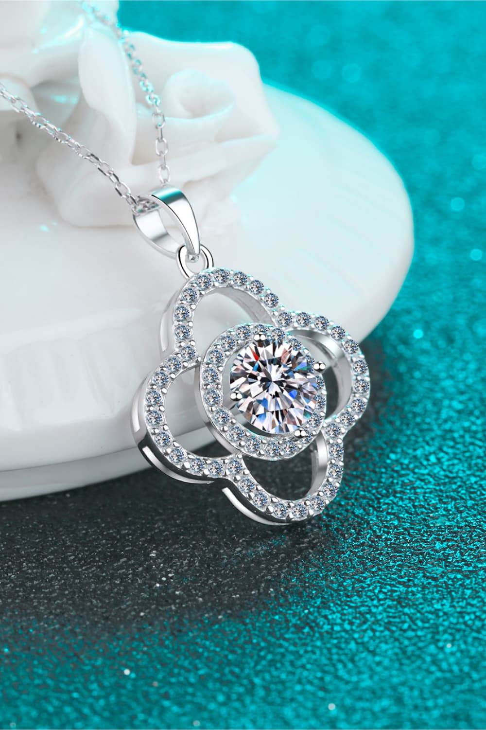 1 Carat Moissanite 925 Sterling Silver Necklace - ELY VESSA LLC