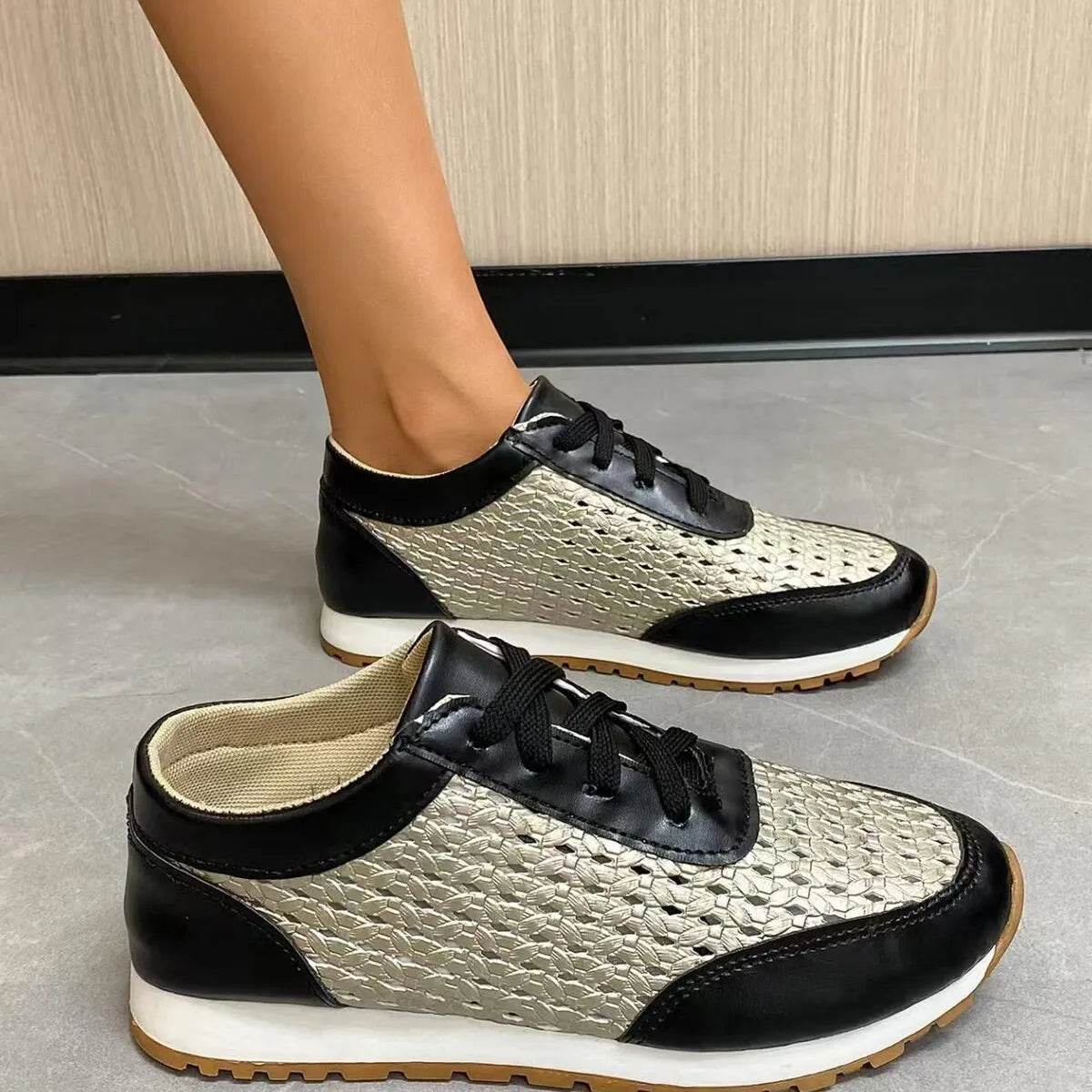 Breathable Lace Up Sneakers - ELY VESSA LLC