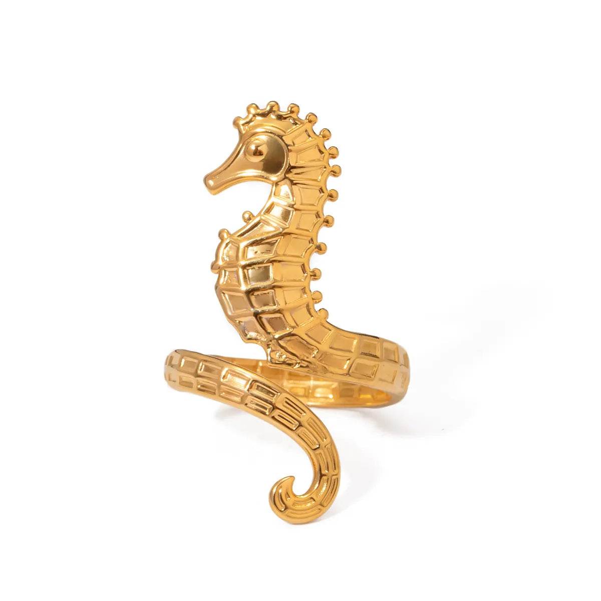 18K Gold-Plated Seahorse Wrap Adjustable Ring - ELY VESSA LLC