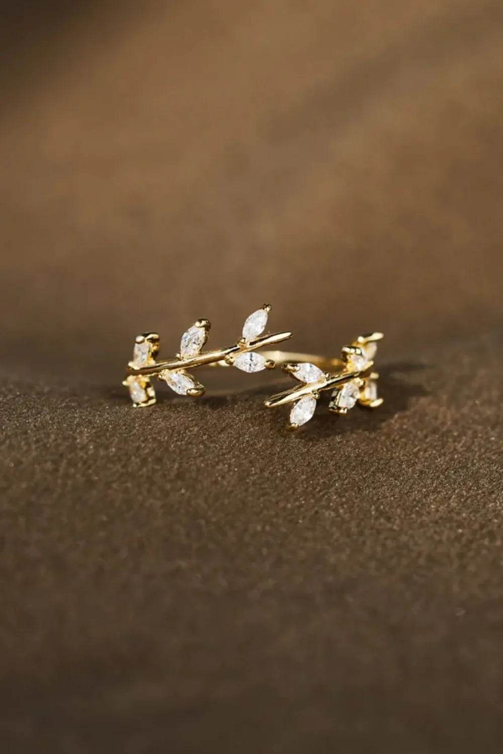 925 Sterling Silver Leaf Open Ring - ELY VESSA LLC