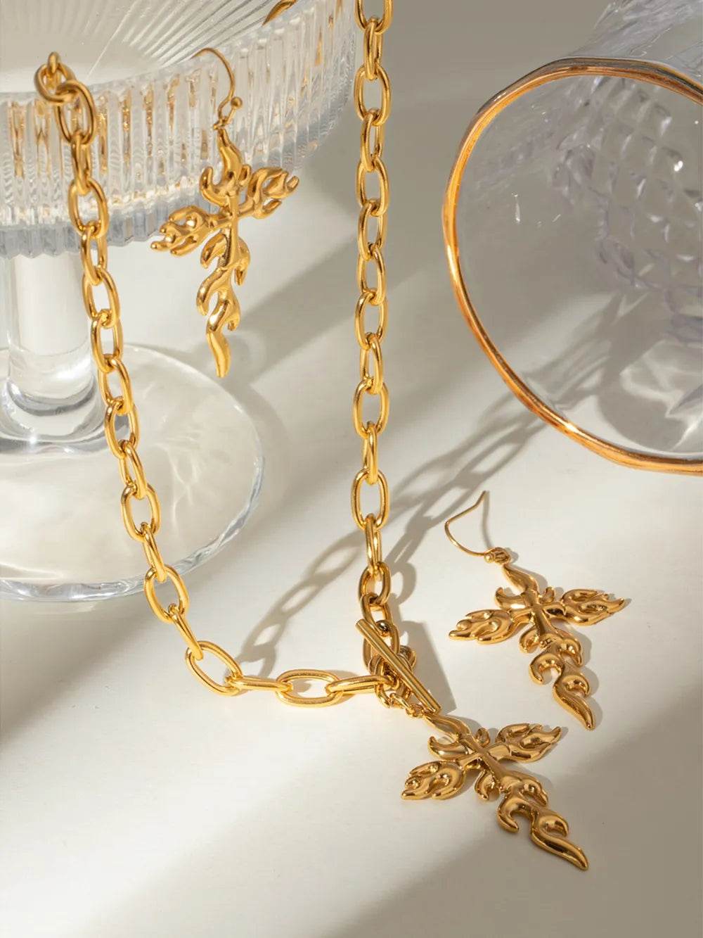 18K Gold-Plated Stainless Steel Cross Necklace - ELY VESSA LLC