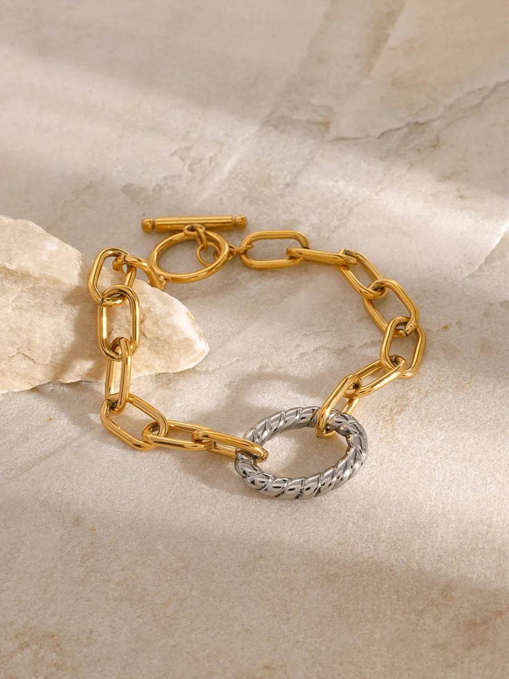Two-Tone Stainless Steel Chain Bracelet - ELY VESSA LLC