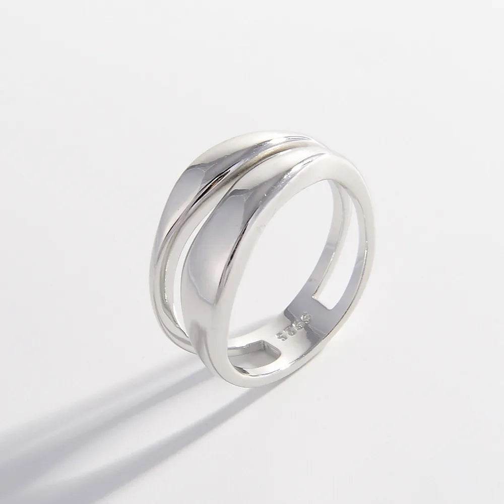 925 Sterling Silver Double-Layered Ring - ELY VESSA LLC