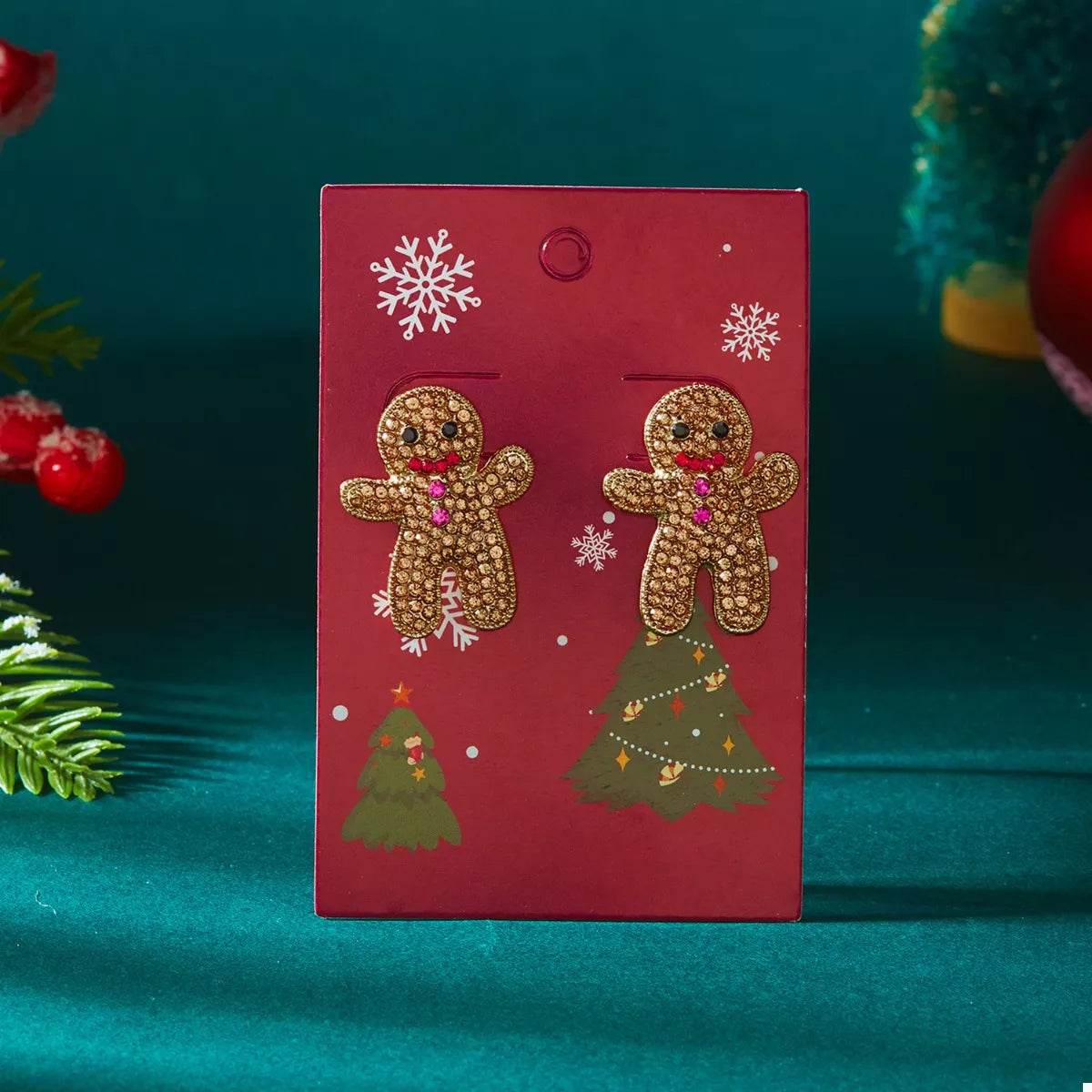 Alloy Gingerbread Man Stud Earrings - ELY VESSA LLC
