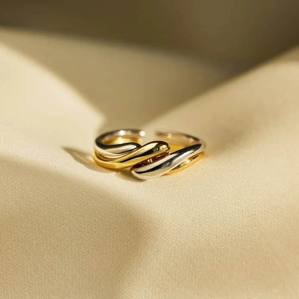 925 Sterling Silver Twisted Open Ring - ELY VESSA LLC