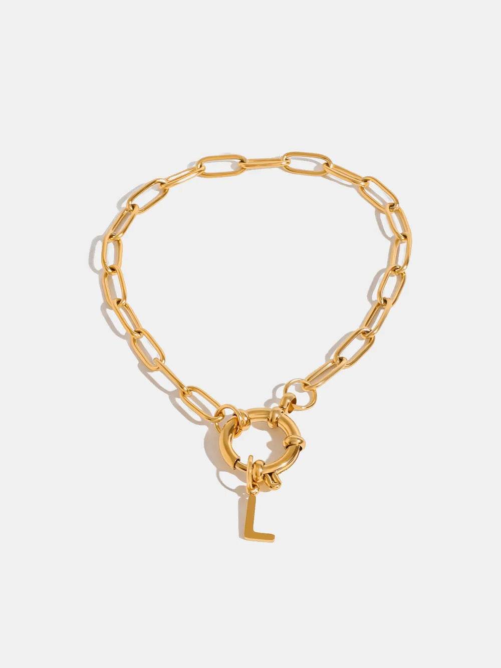 18K Gold-Plated Stainless Steel Letter L Bracelet - ELY VESSA LLC