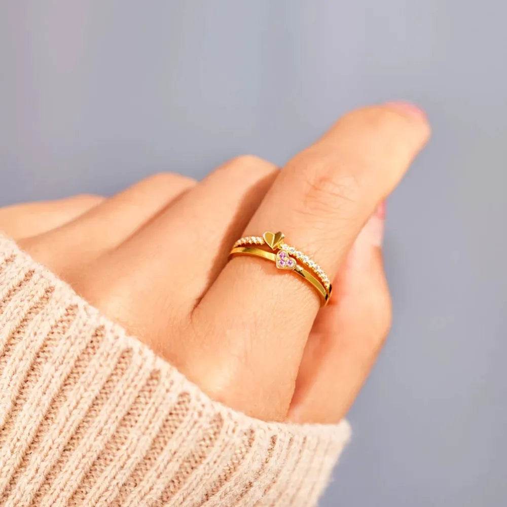 18K Gold-Plated 925 Sterling Silver Double-Layered Ring - ELY VESSA LLC