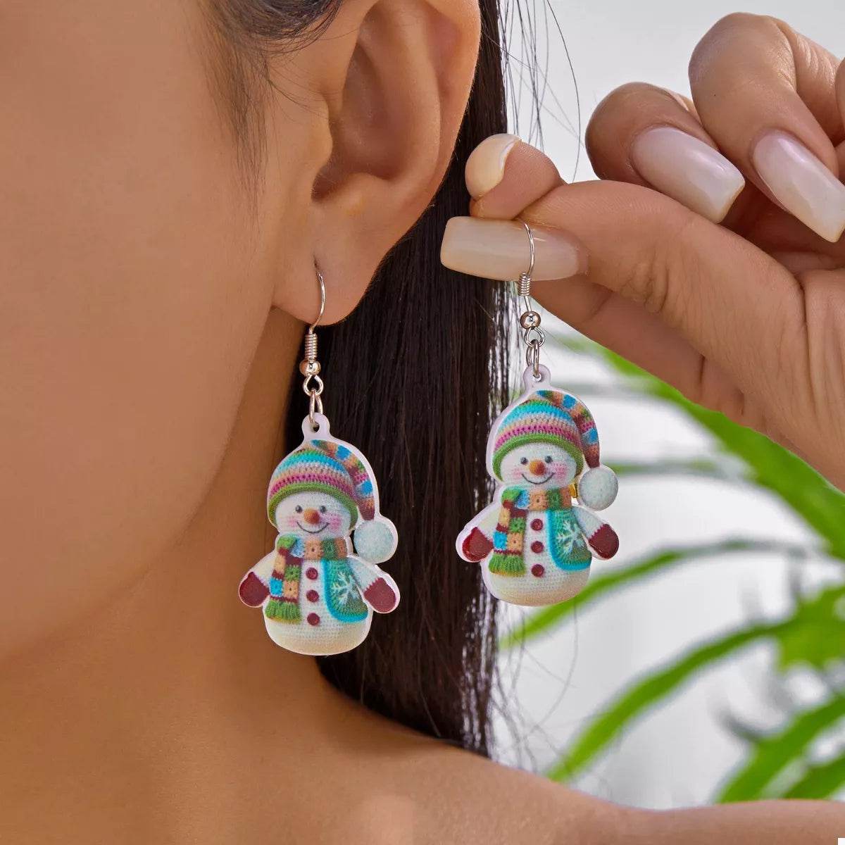 Christmas Snowman Dangle Earrings - ELY VESSA LLC