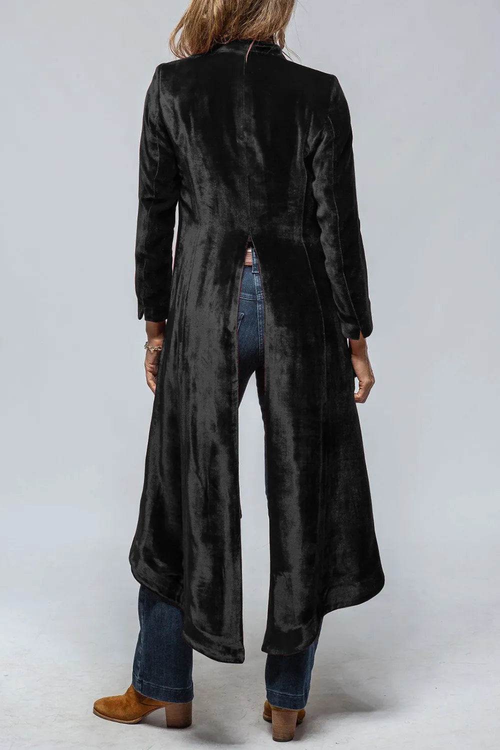 Slit Back Open Front Cardigan - ELY VESSA LLC