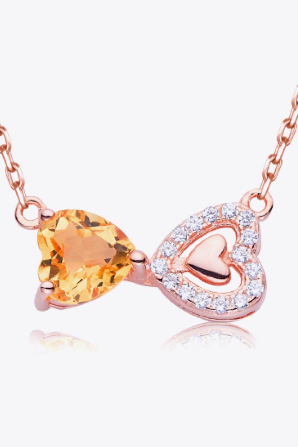 Citrine Heart 925 Sterling Silver Necklace - ELY VESSA LLC