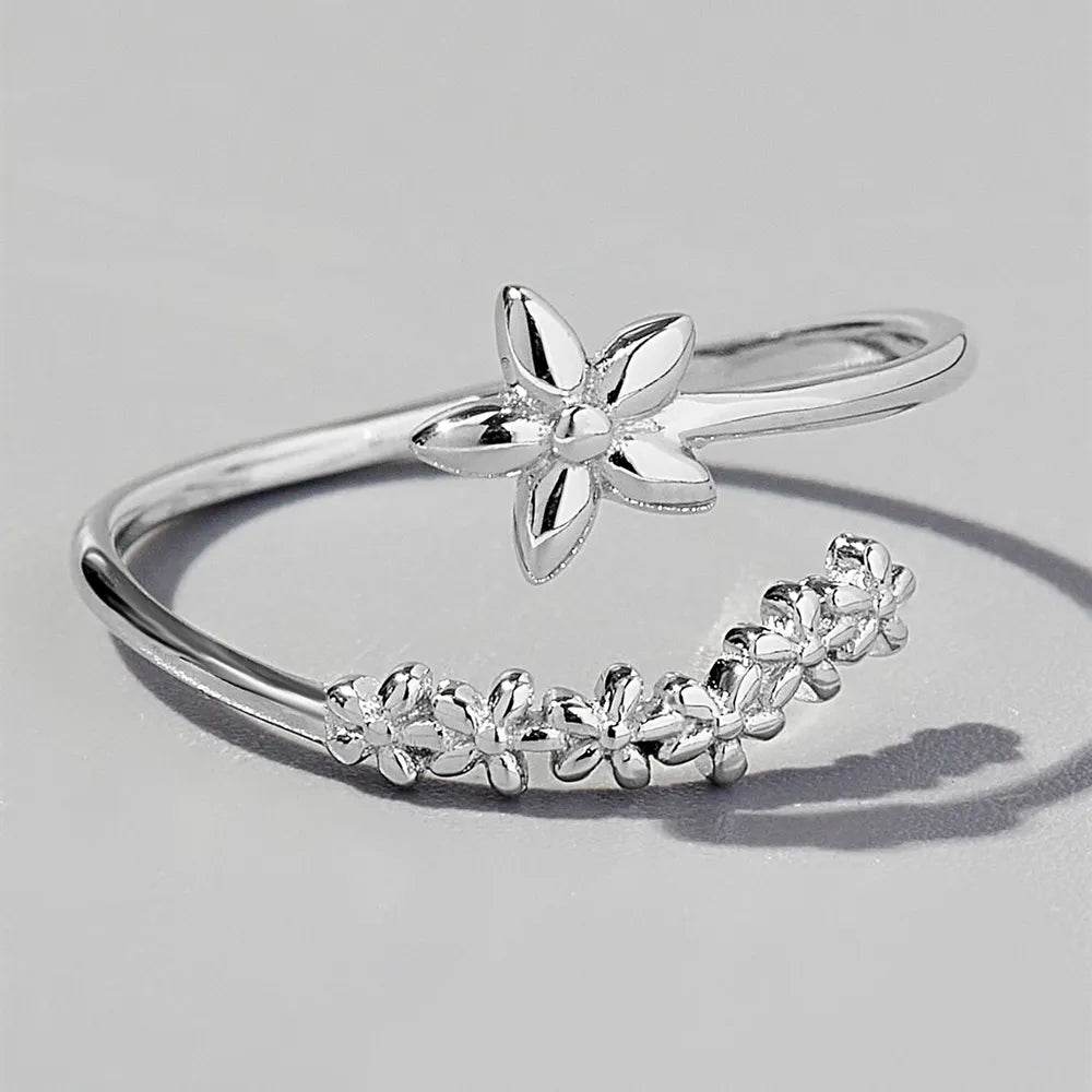925 Sterling Silver Flower Ring - ELY VESSA LLC