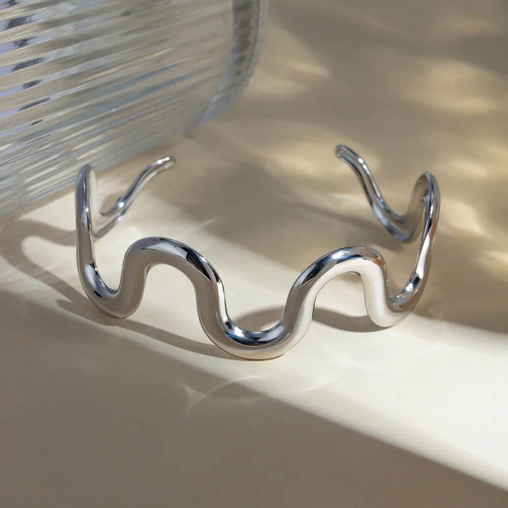 Stainless Steel Wave Shape Bracelet - ELY VESSA LLC