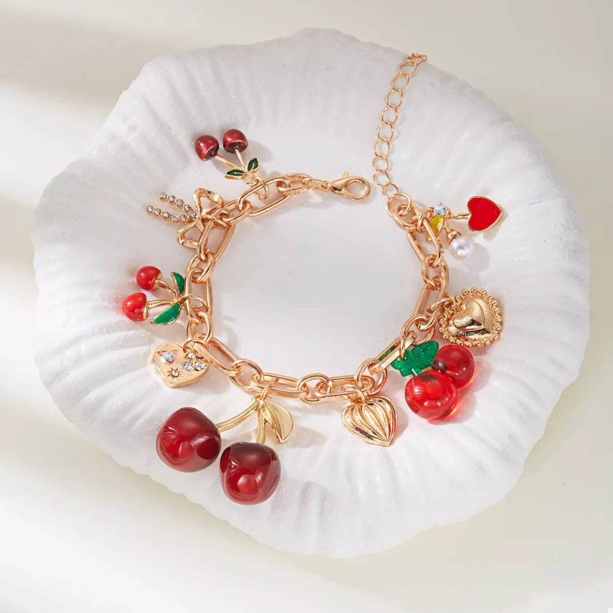 18K Gold-Plated Cherry Charm Bracelet - ELY VESSA LLC