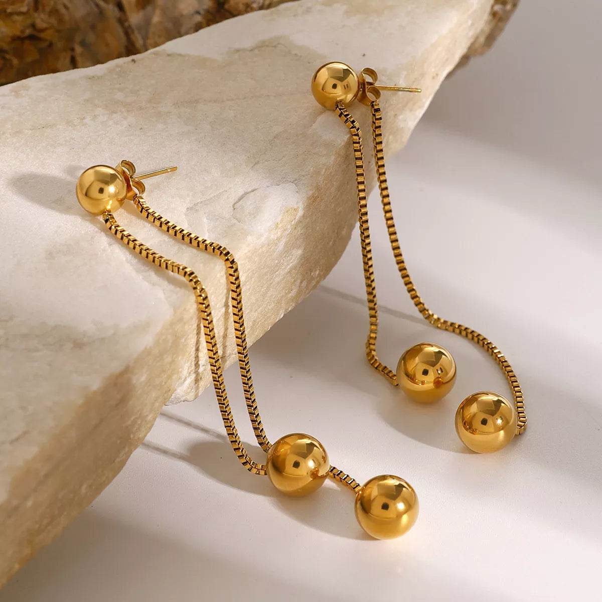 18K Gold-Plated Ball Drop Earrings - ELY VESSA LLC