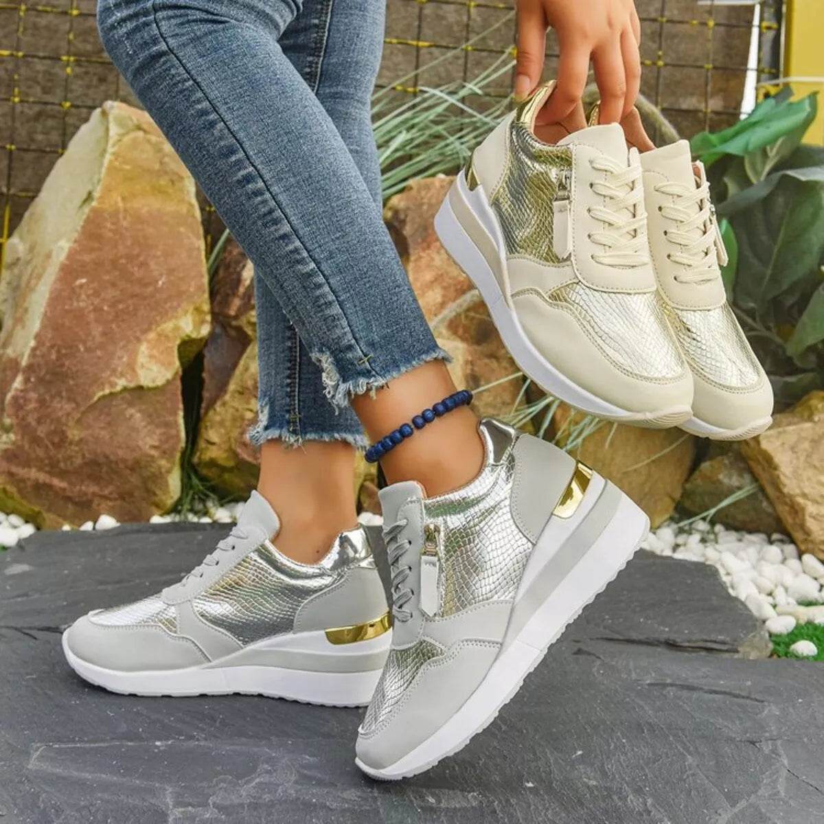 Round Toe Lace Up Athletic - ELY VESSA LLC
