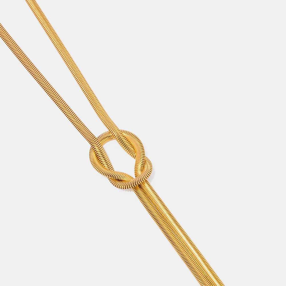 Double Layered Knot Herringbone Choker Necklace - ELY VESSA LLC