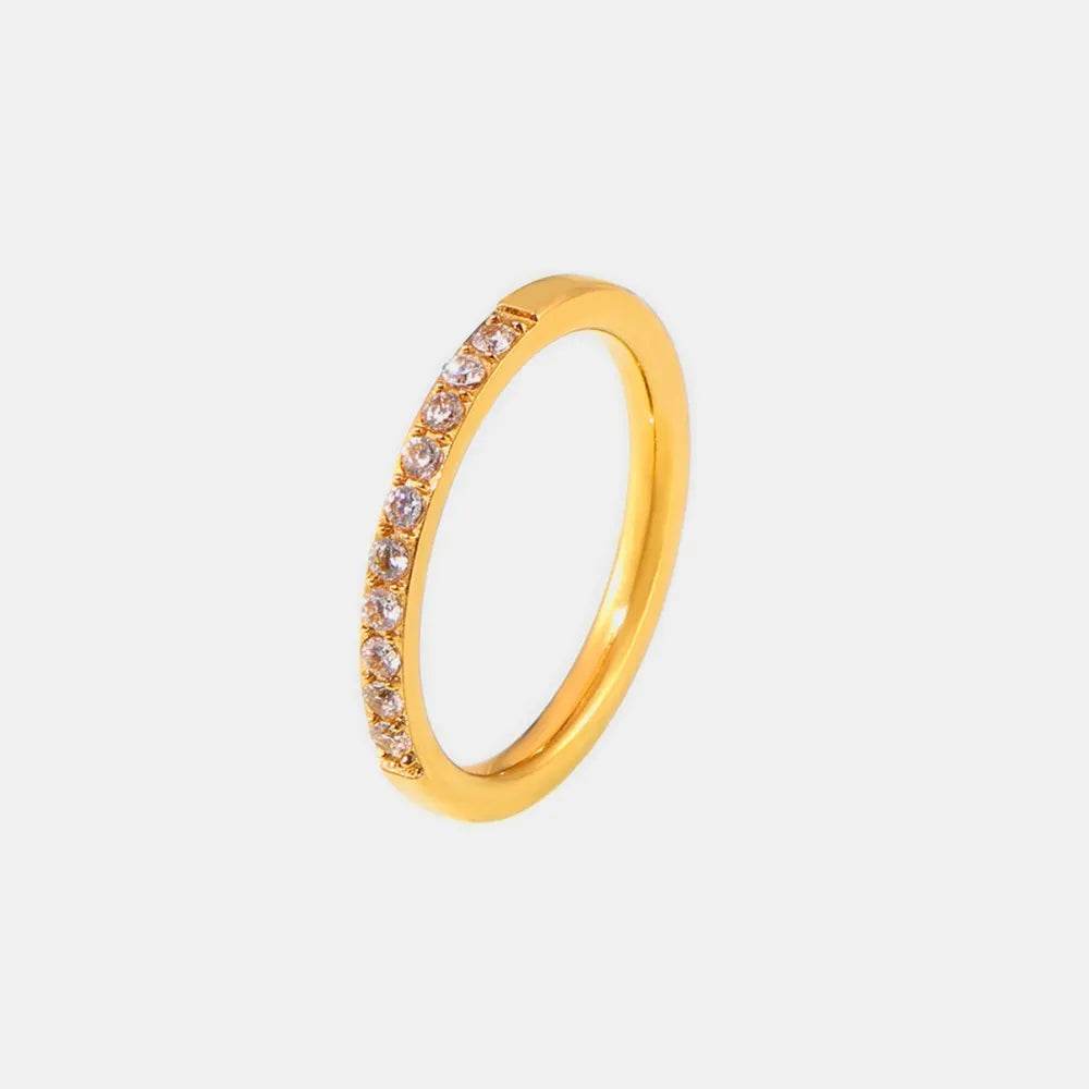 Titanium Steel Inlaid Zircon Ring - ELY VESSA LLC