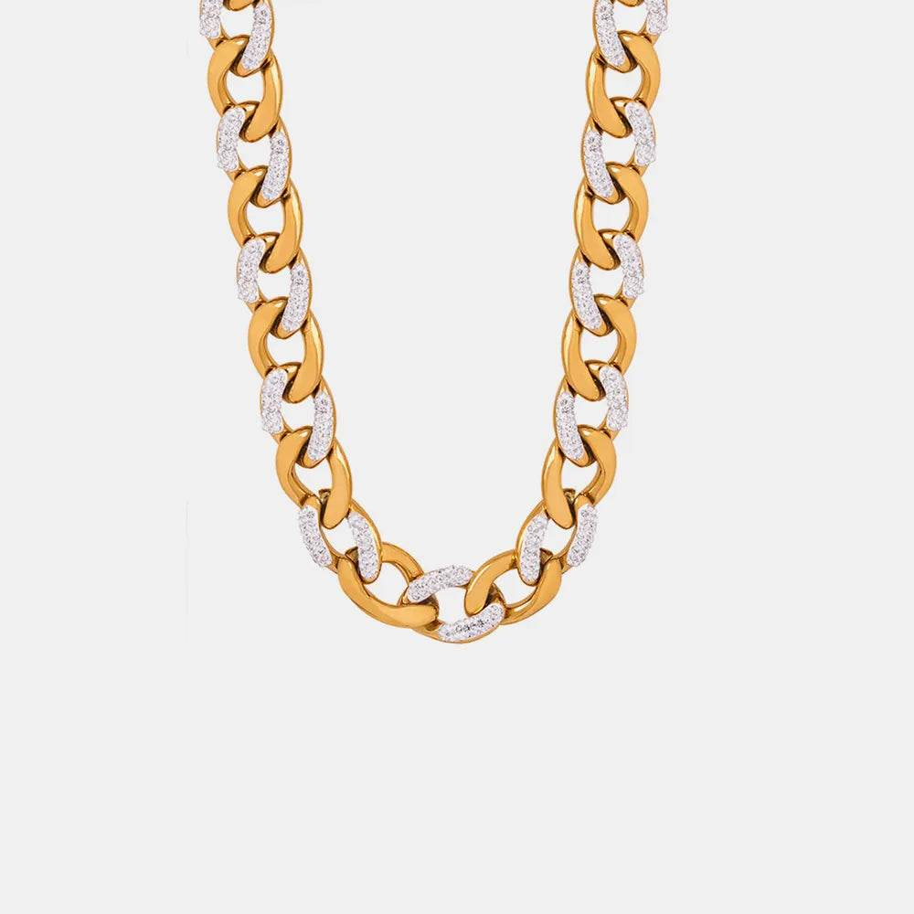 Zircon Titanium Steel Chunky Chain Necklace - ELY VESSA LLC