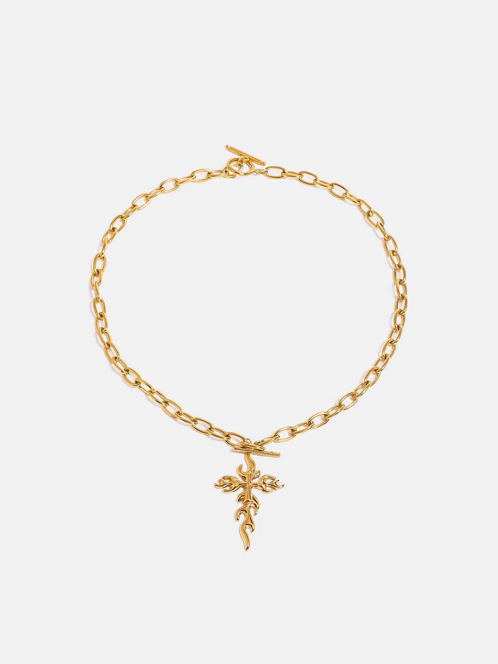 18K Gold-Plated Stainless Steel Cross Necklace - ELY VESSA LLC