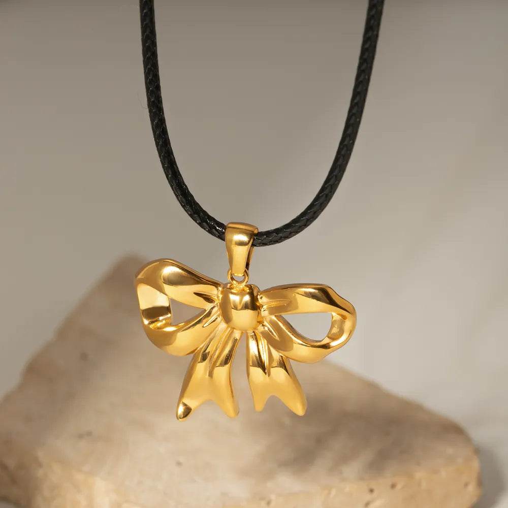 18K Gold-Plated Bow Pendant Necklace - ELY VESSA LLC
