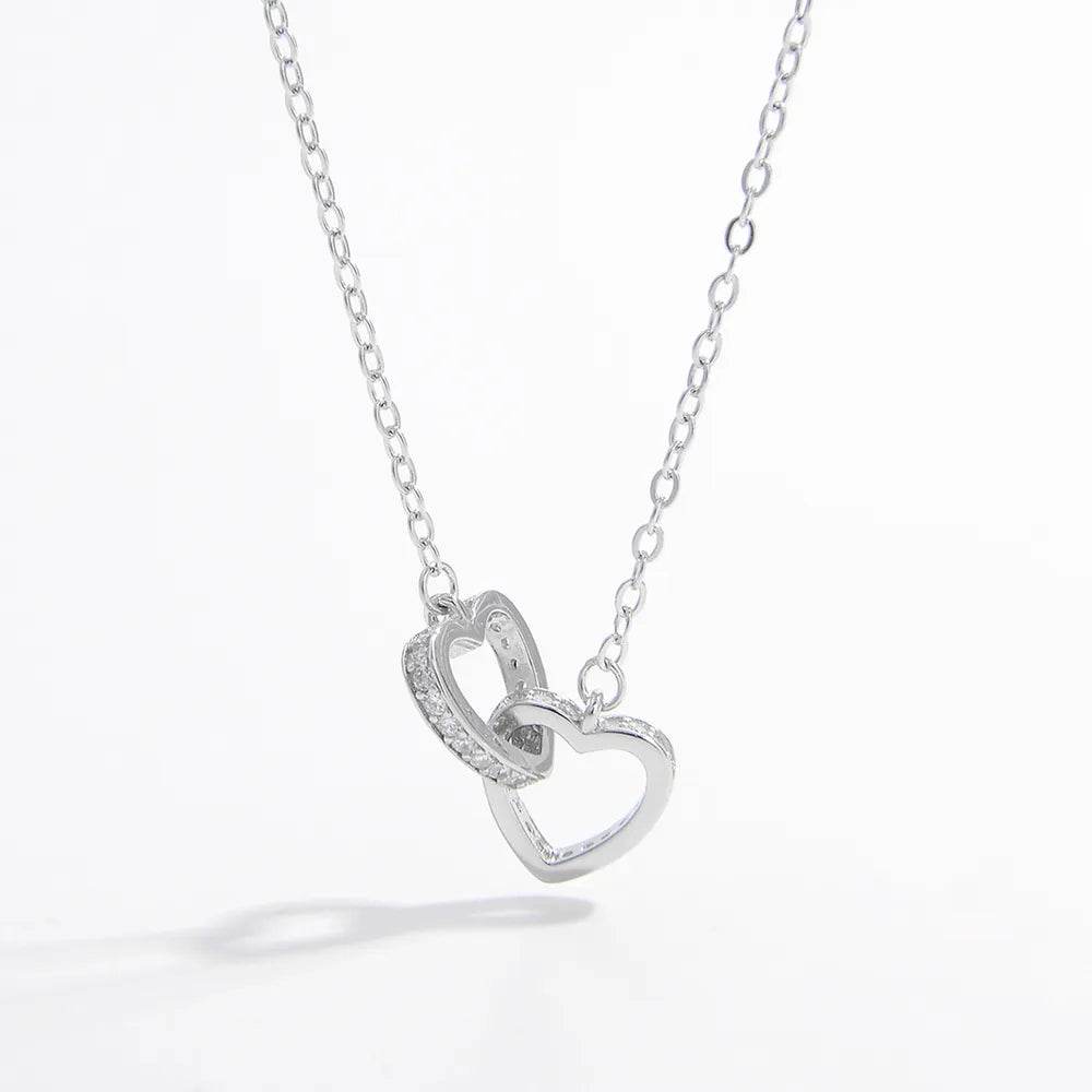 925 Sterling Silver Inlaid Zircon Heart Necklace - ELY VESSA LLC