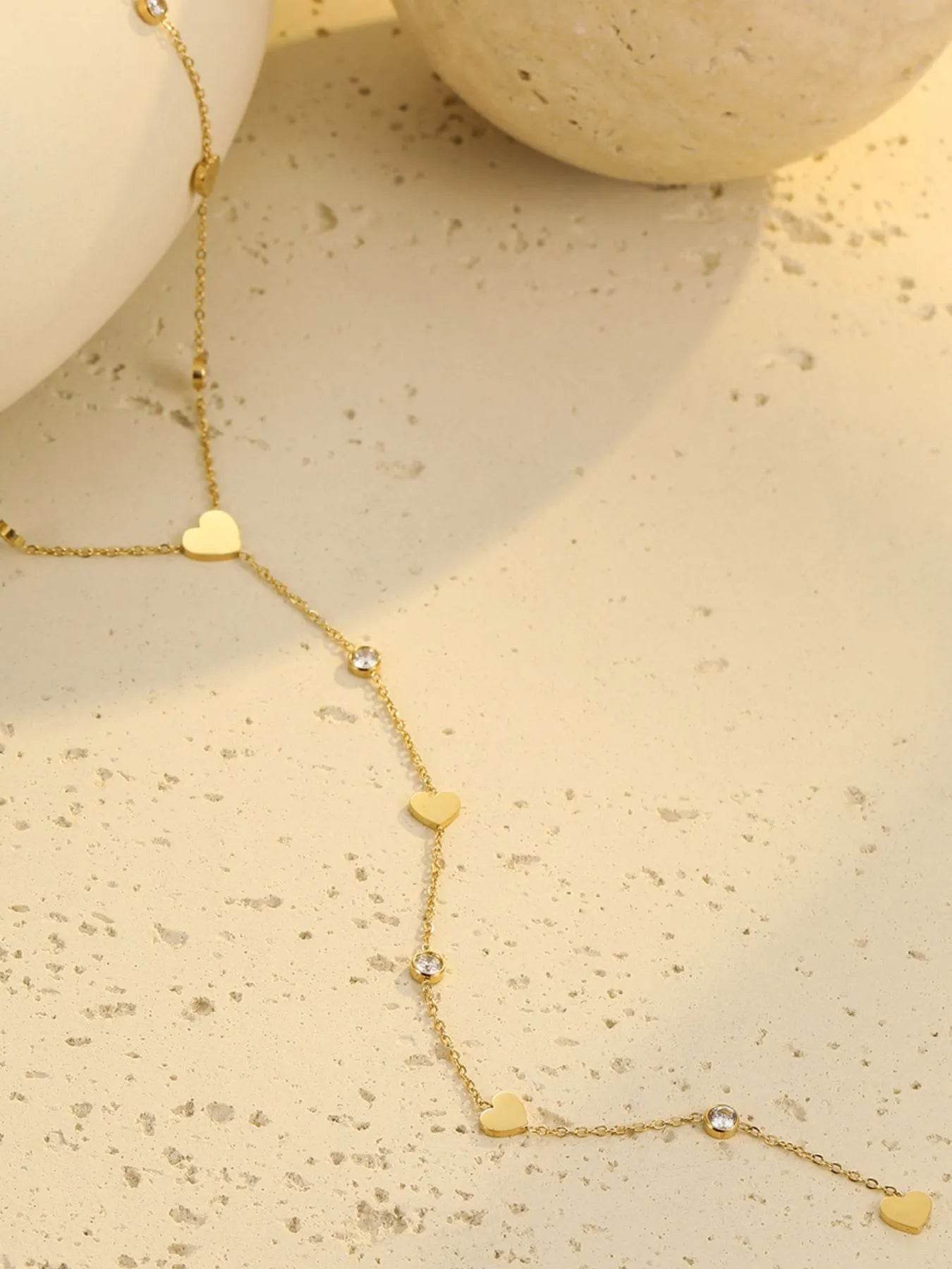 18K Gold-Plated Heart Zircon Necklace - ELY VESSA LLC