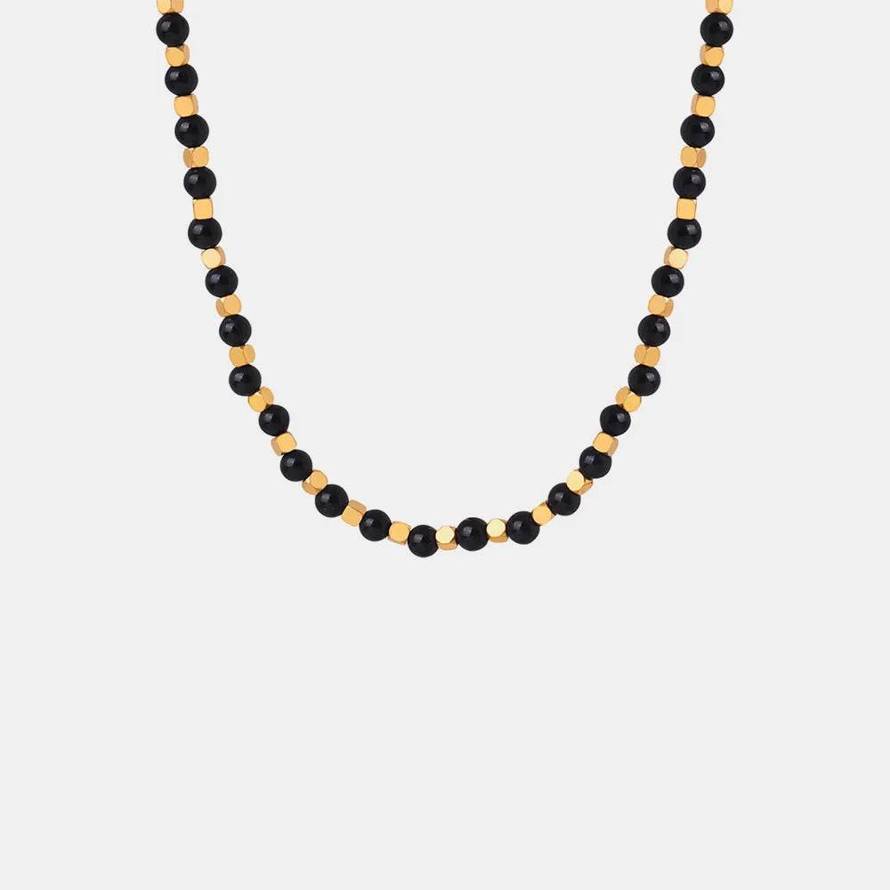 Agate Beaded Titanium Steel Necklace - ELY VESSA LLC