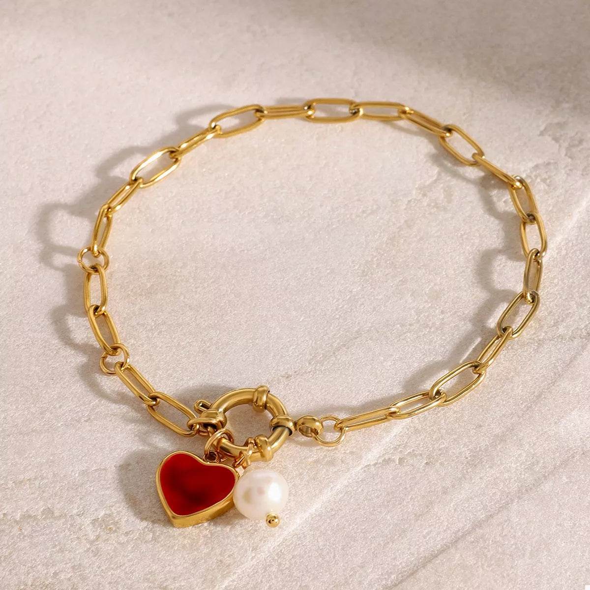 18K Gold-Plated Heart Charm Bracelet - ELY VESSA LLC