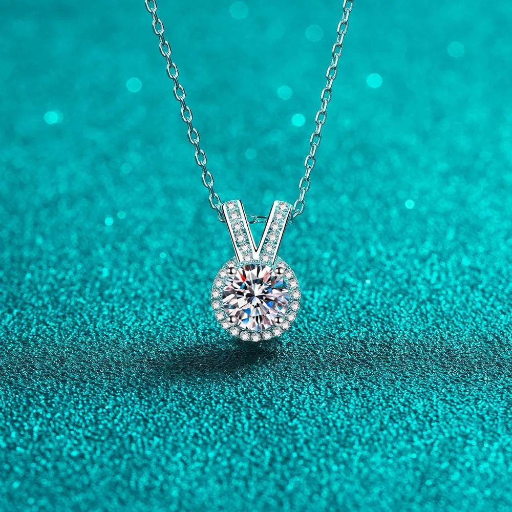 1 Carat Moissanite Rabbit Ears Shape Pendant Necklace - ELY VESSA LLC