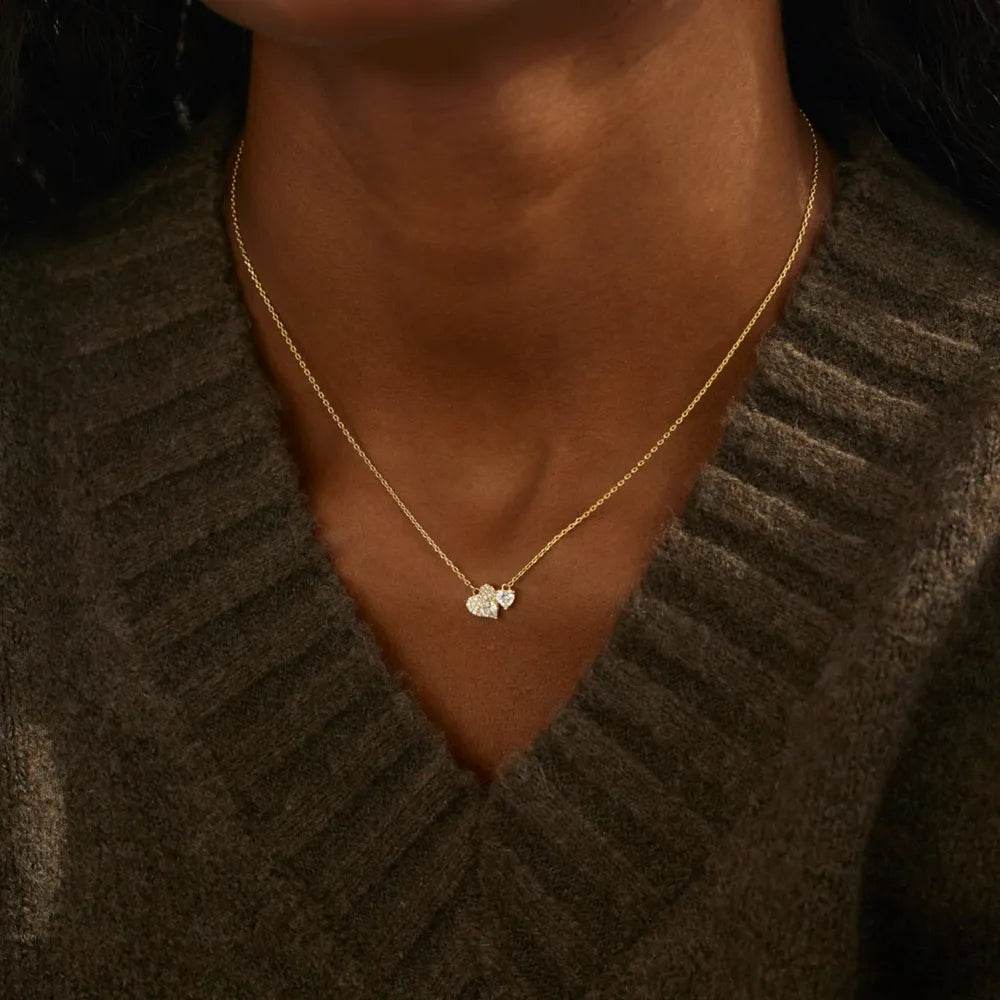 18K Gold-Plated 925 Sterling Silver Zircon Heart Necklace - ELY VESSA LLC