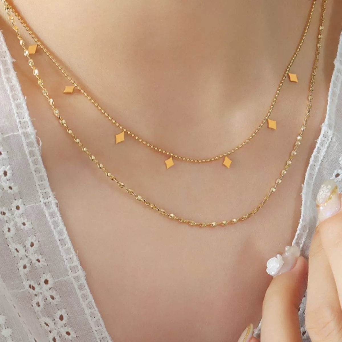 18K Gold-Plated Titanium Steel Layered Necklace - ELY VESSA LLC