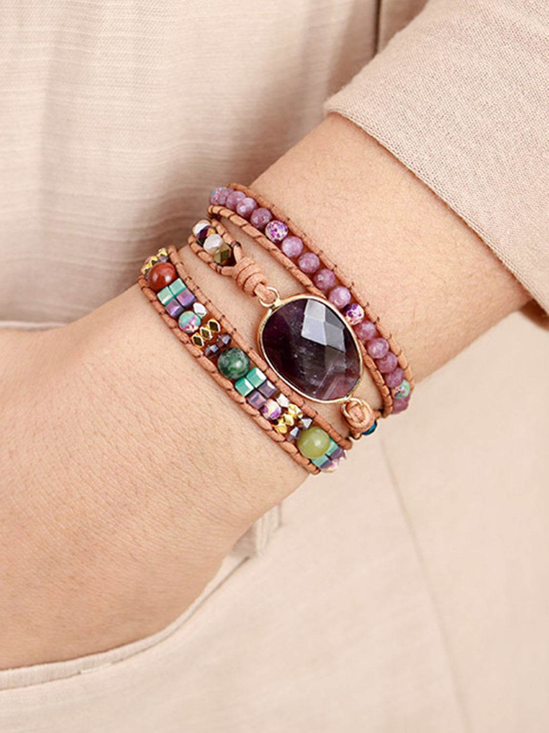 Triple-Layer Amethyst Bracelet - ELY VESSA LLC