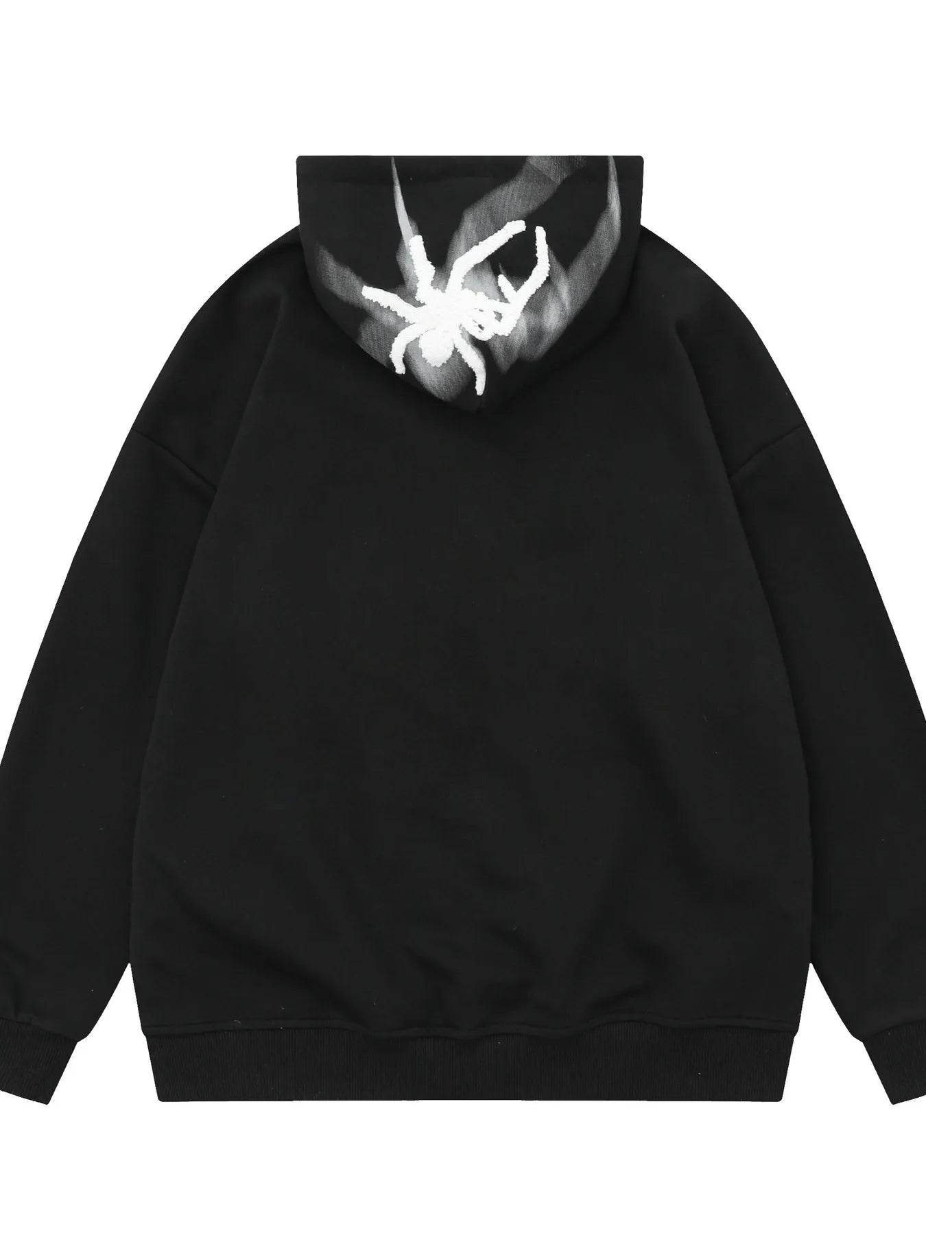 Men's Spider Graphic Oversized Hoodie with Side Button Details - ELY VESSA LLC