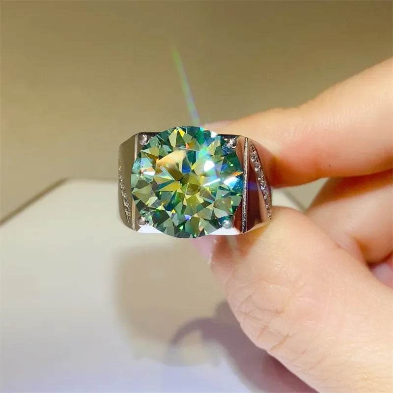 10 Carat Moissanite 925 Sterling Silver Signet Ring - ELY VESSA LLC