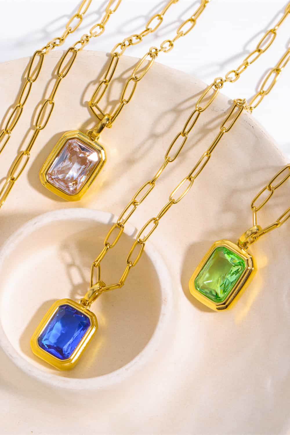 Zircon 18K Gold-Plated Geometrical Shape Pendant Necklace - ELY VESSA LLC