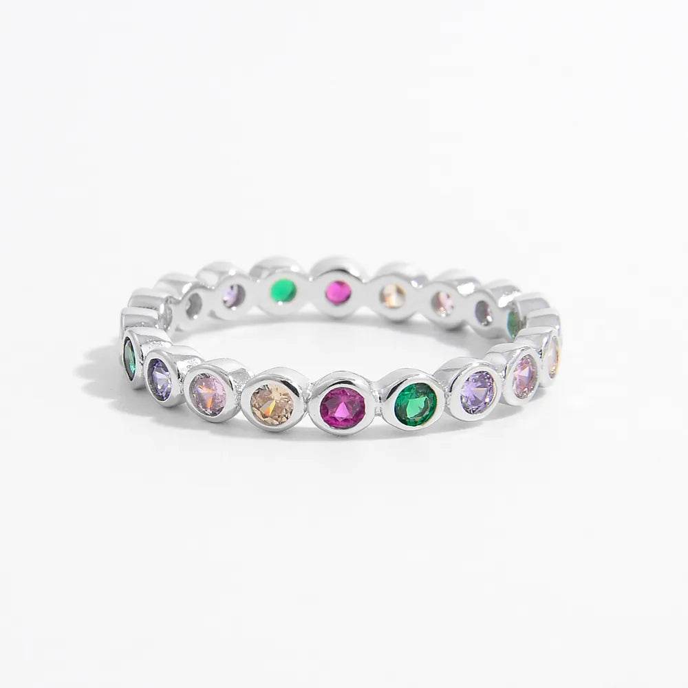 925 Sterling Silver Contrast Zircon Ring - ELY VESSA LLC