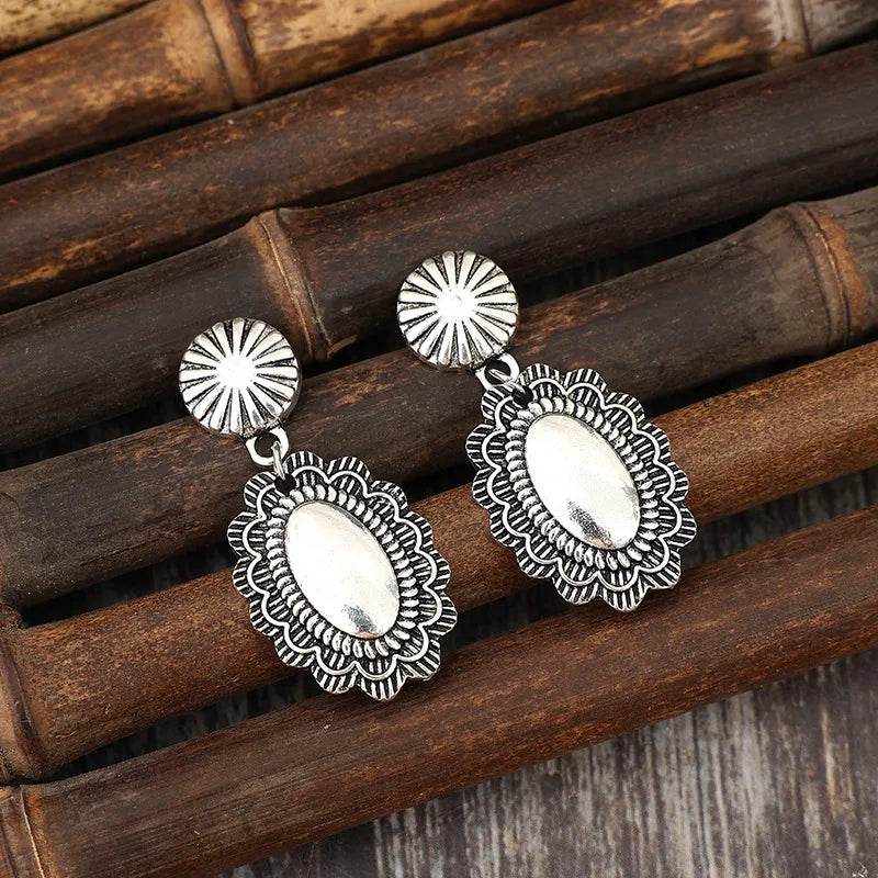 Alloy Flower Dangle Earrings - ELY VESSA LLC