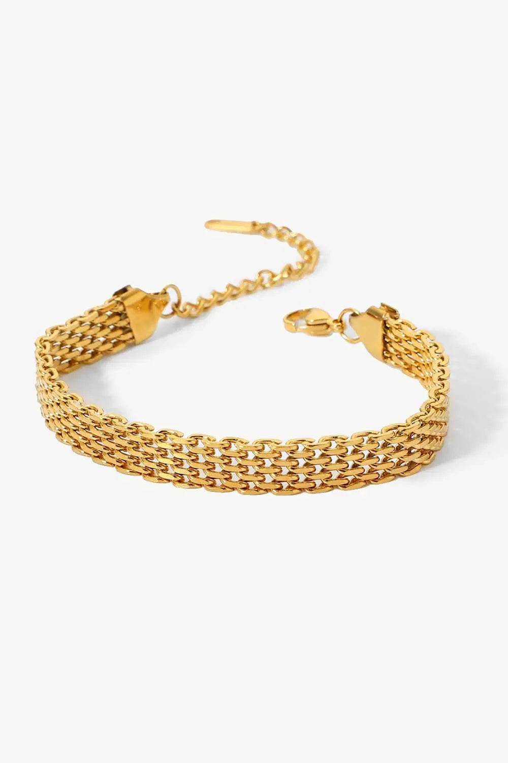 18K Gold-Plated Wide Chain Bracelet - ELY VESSA LLC