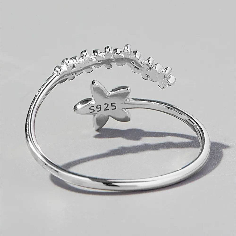 925 Sterling Silver Flower Ring - ELY VESSA LLC