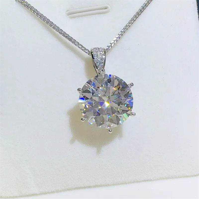 10 Carat Moissanite 925 Sterling Silver Pendant Necklace - ELY VESSA LLC