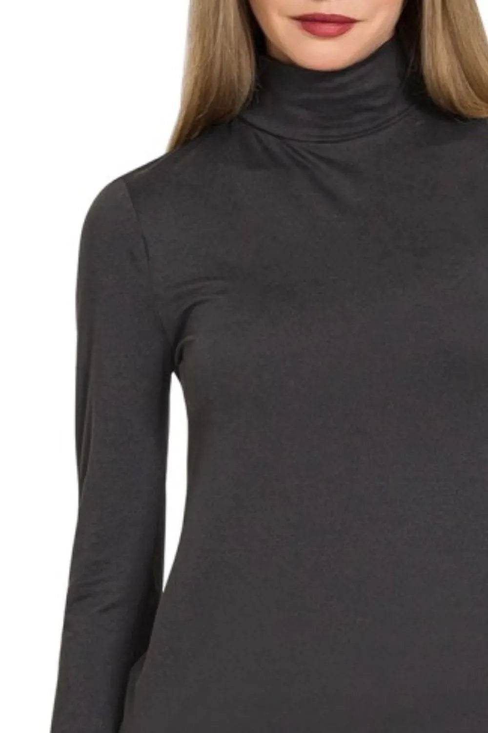 Zenana Premium Microfiber Mock Neck Top - ELY VESSA LLC