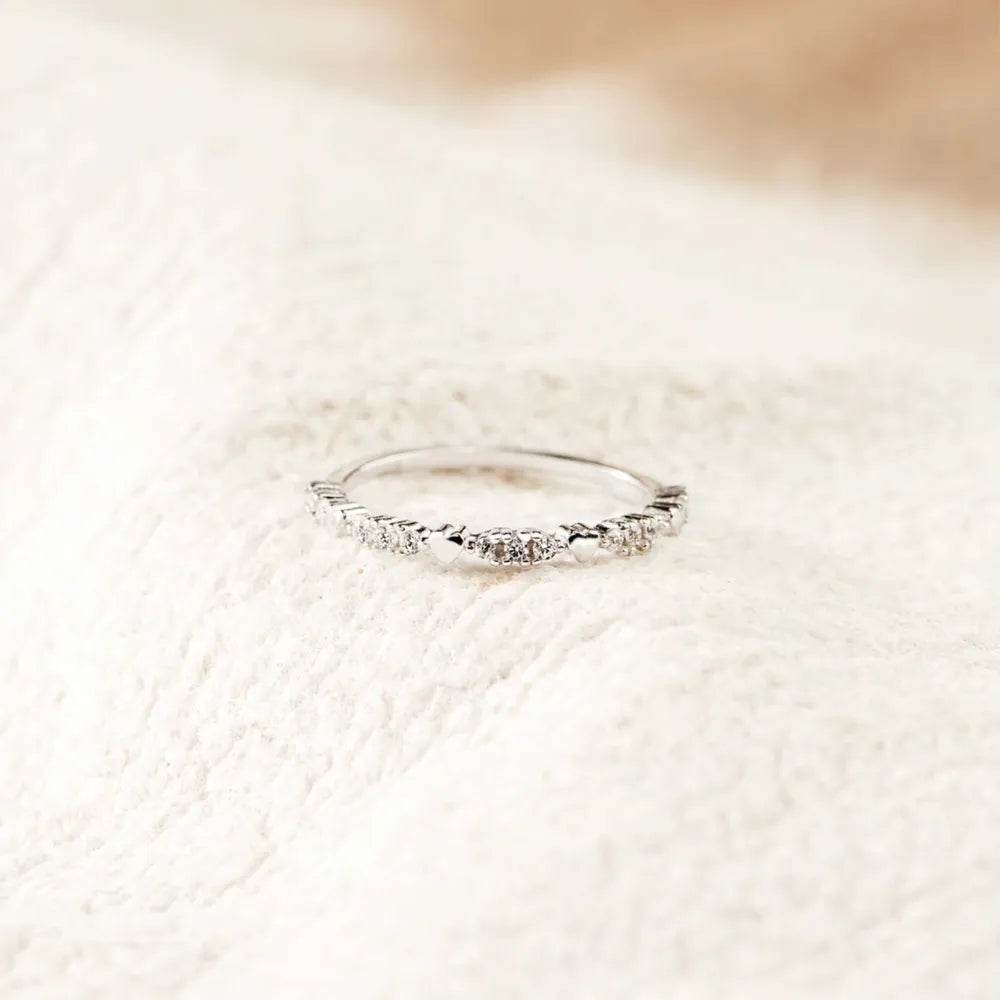 925 Sterling Silver Inlaid Zircon Ring - ELY VESSA LLC