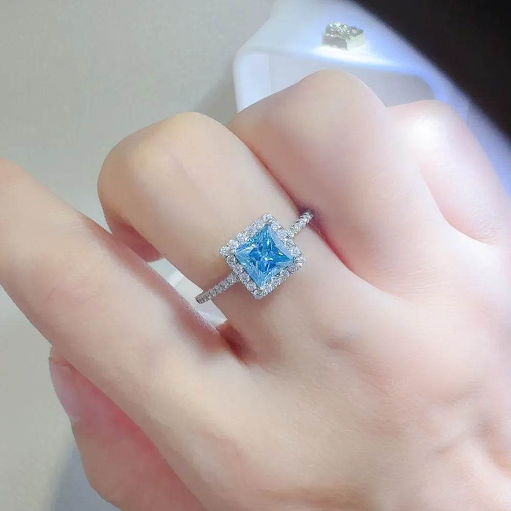 2 Carat Moissanite 925 Sterling Silver Square Shape Ring - ELY VESSA LLC